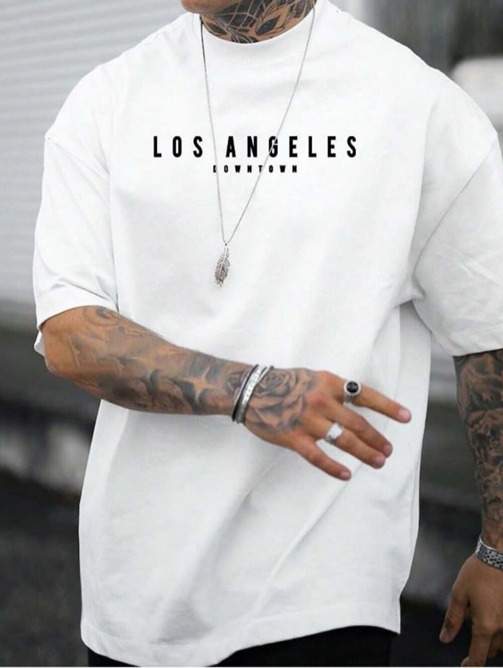 Los Angeles Downtown White Graphic Short Sleeve Tee